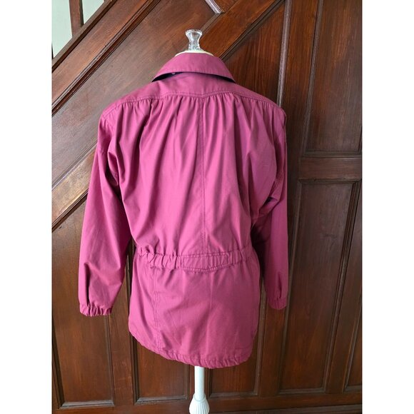 London Fog Womens Medium Burgundy Jacket With Zippered Pockets & Geometric Print - Picture 3 of 8